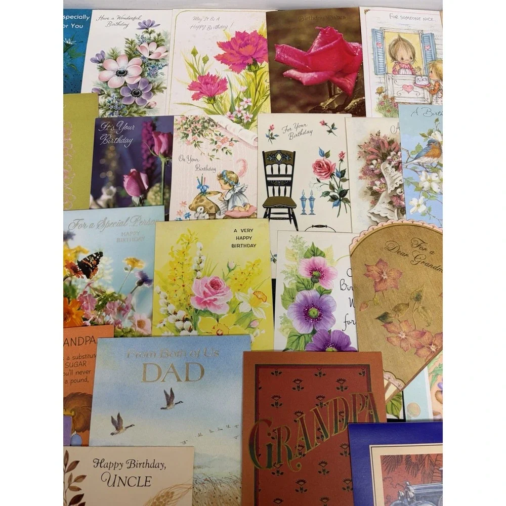 Vintage Birthday Cards Some Fronts ONLY Scrapbooking Crafts Decoupage Lot of 50+
